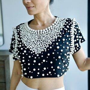 Black crop top with Pearls